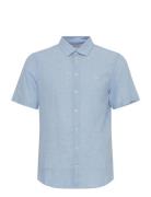 Cfaksel Ss Linen Mix Shirt Tops Shirts Short-sleeved Blue Casual Frida...