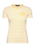 Lauren Ralph Lauren Striped Stretch Cotton Crewneck Tee Gul