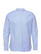 Oxford Mao Stretch L/S Tops Shirts Casual Blue Clean Cut Copenhagen