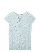 Blouse Printed Tops Blouses Short-sleeved Blue Tom Tailor