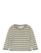 Mango Striped Cotton-Blend Sweater Grön