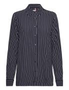 Tommy Hilfiger Fluid Viscose Crepe Shirt Marinblå