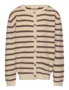 Petit Piao Cardigan Knit Pattern Stripe Brun