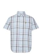 Lyle & Scott Linen Check Short Sleeve Shirt Blå