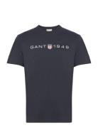 Printed Graphic Ss T-Shirt Tops T-shirts Short-sleeved Black GANT