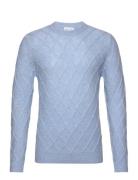 Man O-Neck Cable Sweater Designers Knitwear Round Necks Blue Davida Ca...