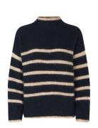 Ovalis Knit T-Neck Tops Knitwear Jumpers Navy Second Female