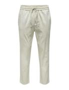 Onslinus Crop 0007 Cot Lin Pnt Noos Bottoms Trousers Casual Cream ONLY...