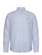 Douglas Linen Stripe Bd Shirt Tops Shirts Casual Blue Morris