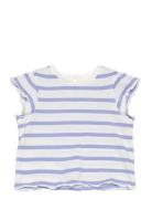 Mango Ruffled Striped T-Shirt Blå