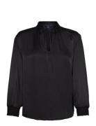 GANT D1. Stand Collar Pop Over Blouse Svart