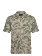 Lindbergh Washed Aop S/S Resort Shirt Khaki Green