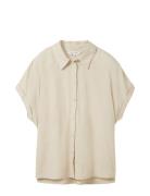 Tom Tailor Shortsleeve Blouse With Linen Beige