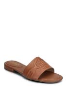 Lauren Ralph Lauren Alegra Iii Leather Slide Sandal Brun