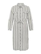 Carcaro Ls Linen Shirt Dress Wvn Knälång Klänning Grey ONLY Carmakoma