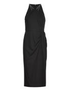 Stretch Jersey Halter Dress Knälång Klänning Black Lauren Ralph Lauren