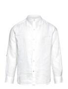 Mango Regular-Fit Mao-Collar Linen Shirt Vit