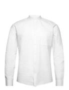 Seersucker Manderin Shirt L/S Tops Shirts Casual White Lindbergh