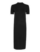 Calvin Klein Merino Wool Mock-Nk Knee Dress Svart