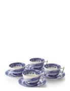 Spode Blue Italian Teacup & Saucer 4-Pack Blå