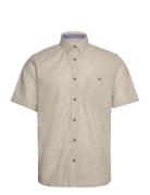 Cotton Linen Shirt Tops Shirts Short-sleeved Beige Tom Tailor