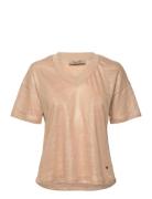 Mmcasa V-Ss Foil Tee Tops T-shirts & Tops Short-sleeved Beige MOS MOSH