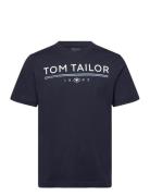 Printed T-Shirt Tops T-shirts Short-sleeved Navy Tom Tailor