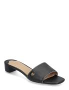 Fay Tumbled Leather Sandal Sandal Med Klack Black Lauren Ralph Lauren