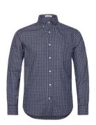 GANT Reg Jaspe Gingham Shirt Marinblå