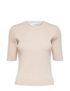 Selected Femme Slfmala 2/4 Knit O-Neck Noos Kräm