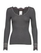 Rosemunde Rwbenita Ls O-Neck Lace T-Shirt Grå