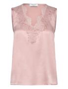 Rosemunde Jade Silk Top W/ Lace Rosa