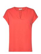 Fqviva-V-Ss-Pocket-Basic Tops T-shirts & Tops Short-sleeved Red FREE/Q...