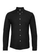 Yarn Dyed Oxford Superflex Shirt L/ Tops Shirts Casual Black Lindbergh