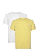 2 Pack Monologo T-Shirt Tops T-shirts Short-sleeved Yellow Calvin Klei...