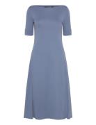 Lauren Ralph Lauren Stretch Cotton Midi Dress Blå