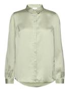 Vila Viellette Satin L/S Shirt - Noos Grön