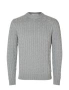 Selected Homme Slhryan Structure Crew Neck W Grå