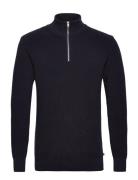 Mario Half Zip Tops Knitwear Half Zip Jumpers Blue Clean Cut Copenhage...