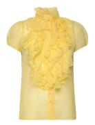 Liljasz Crinkle Ss Shirt Tops Blouses Short-sleeved Yellow Saint Trope...
