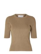 Selected Femme Slfmala 2/4 Knit O-Neck Noos Brun