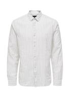 ONLY & SONS Onscaiden Ls Stripe Linen Shirt 6601Noos Beige