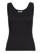 GANT Slim Ribbed Tank Top Svart