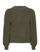 Selected Femme Slfmola Mia Ls Knit O-Neck Grön