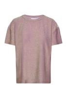 Shimmer Tee In Lurex Jersey Tops T-shirts & Tops Short-sleeved Pink Co...