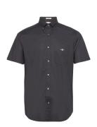 Reg Poplin Ss Shirt Tops Shirts Short-sleeved Black GANT