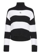 Label Chunky Sweater Tops Knitwear Turtleneck Black Calvin Klein Jeans