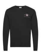 Reg Medium Archive Shield Ls T Tops T-shirts Long-sleeved Black GANT