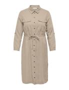 ONLY Carmakoma Carcaro Ls Linen Shirt Dress Wvn Beige