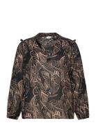 ONLY Carmakoma Carbetsey L/S Frill Top Aop Svart